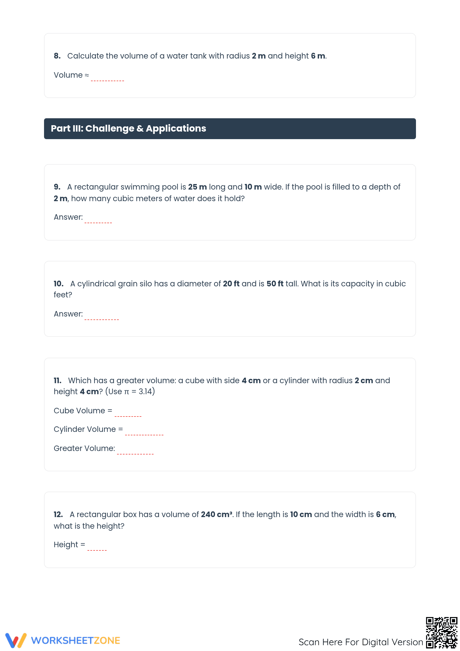 Essential Volume Practice: Cube & Cylinder Worksheet - Page 3