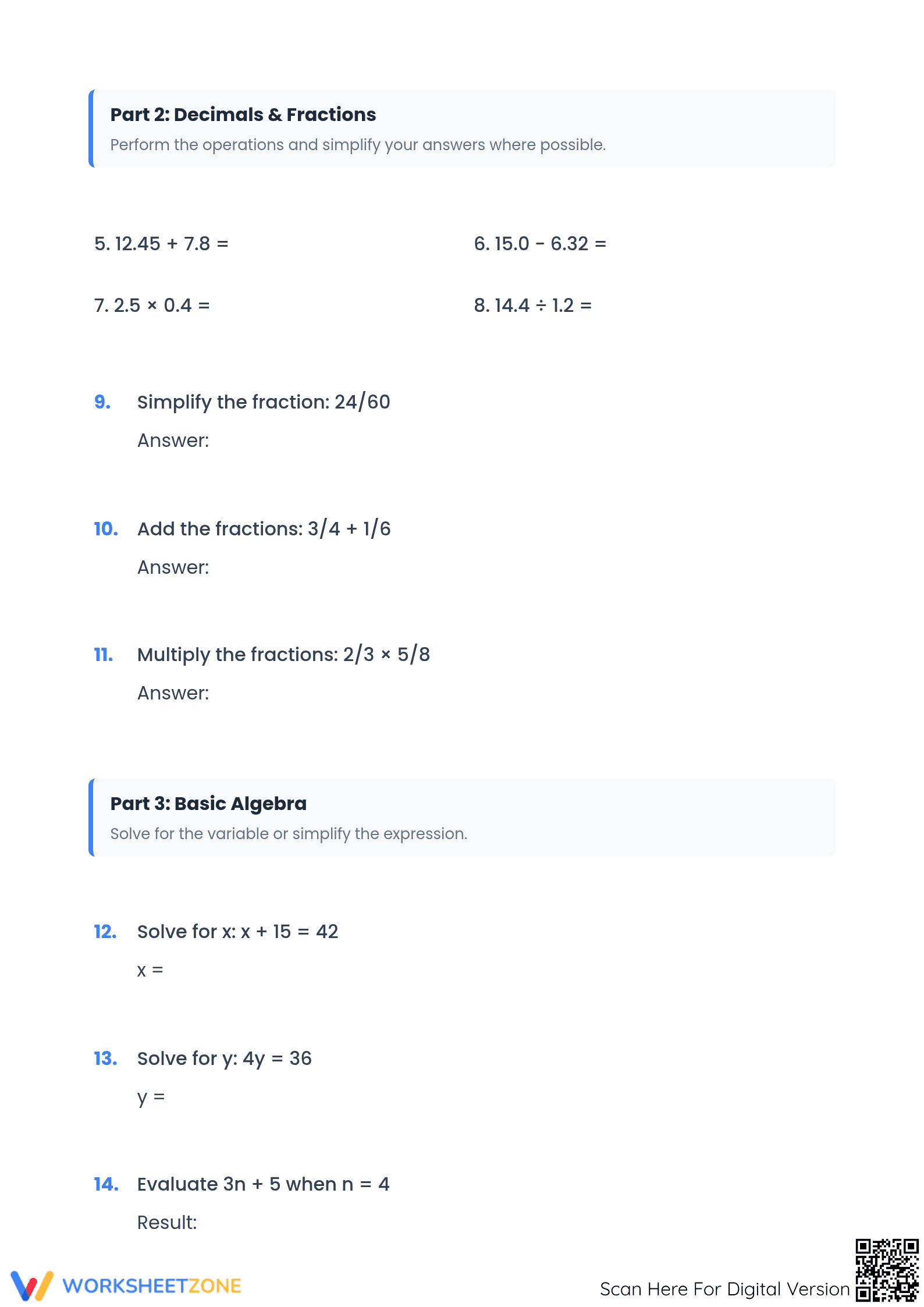 Printable Grade 6 Math Essentials Quiz | 30-Problem Set - Page 2