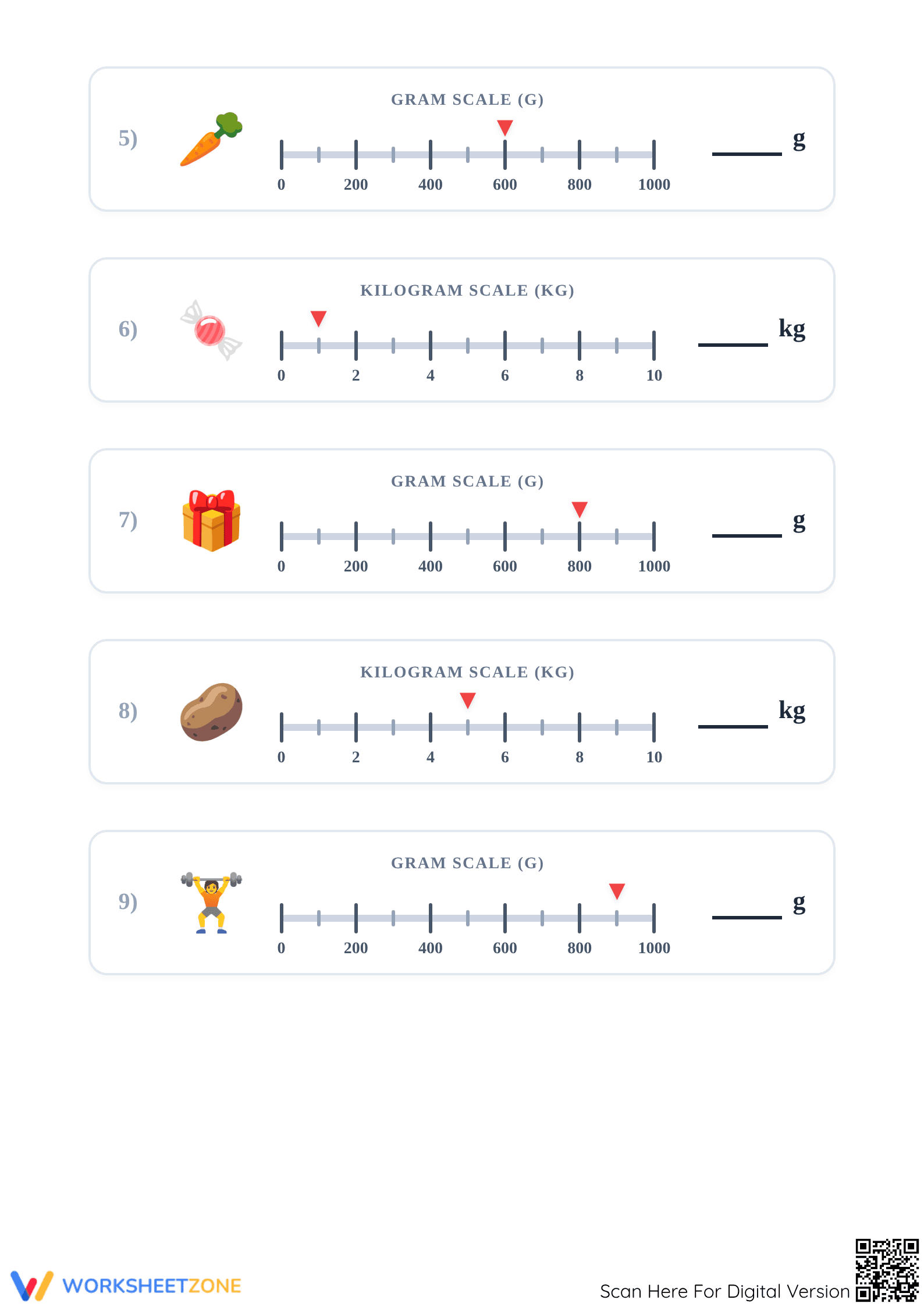 Grams and Kilograms Scale Reading | Grade 3 Essential - Page 2