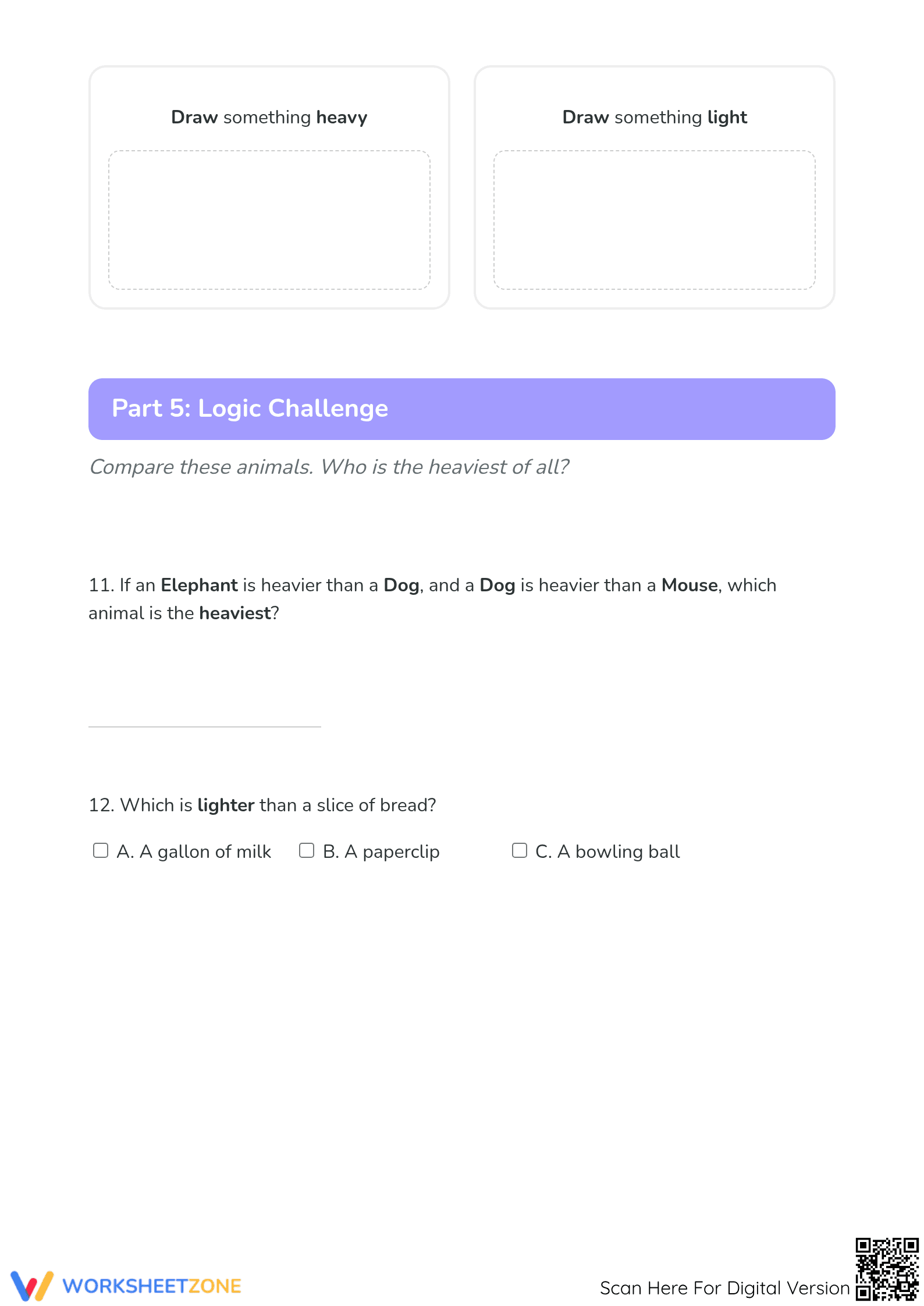 Essential Heavy and Light Comparison Worksheet | Grades K-2 - Page 4