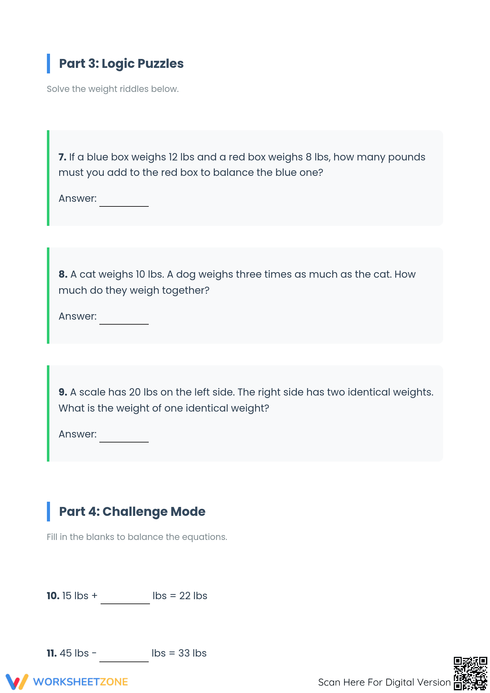 Printable Weight Balancing & Measurement Pack | Grade 4 - Page 3