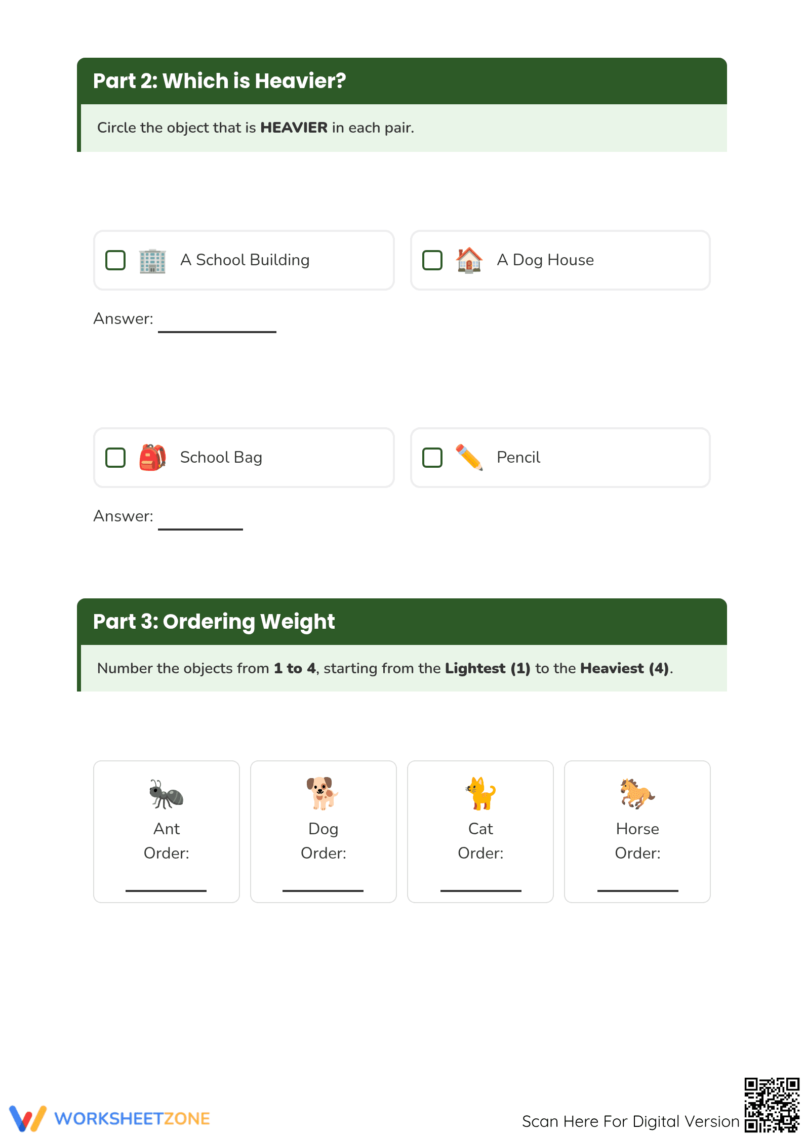 Essential Grade 3 Weight Comparison & Ordering Worksheet - Page 3