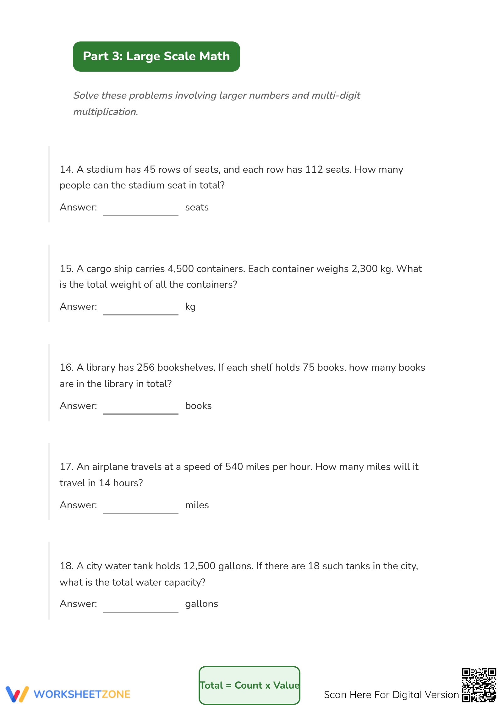Grade 5 Multiplication Word Problems - Printable Worksheet - Page 4