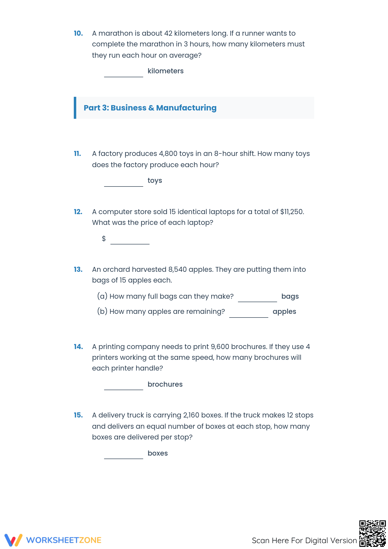 Division Word Problems Worksheet | Grade 5 Essential - Page 3