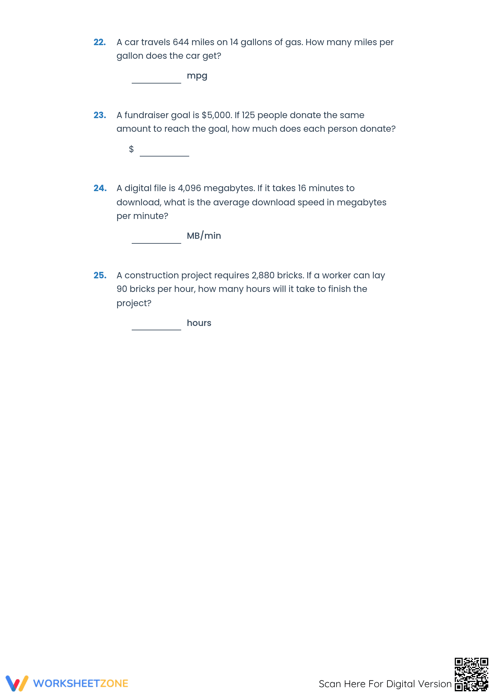 Division Word Problems Worksheet | Grade 5 Essential - Page 5