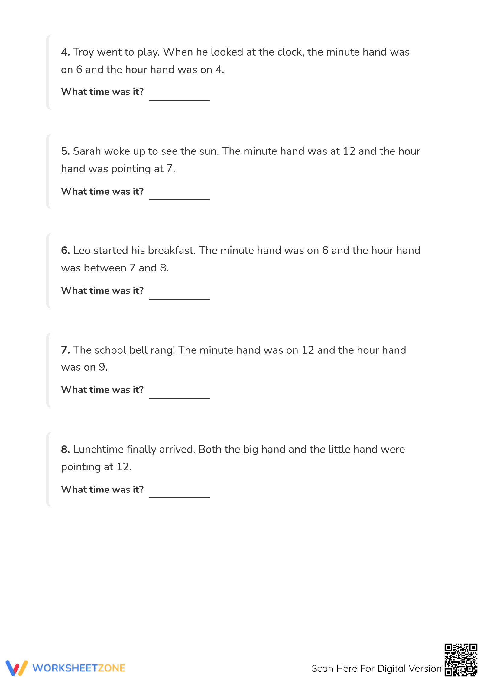 Essential Telling Time Word Problems Worksheet | Grade 1 - Page 2