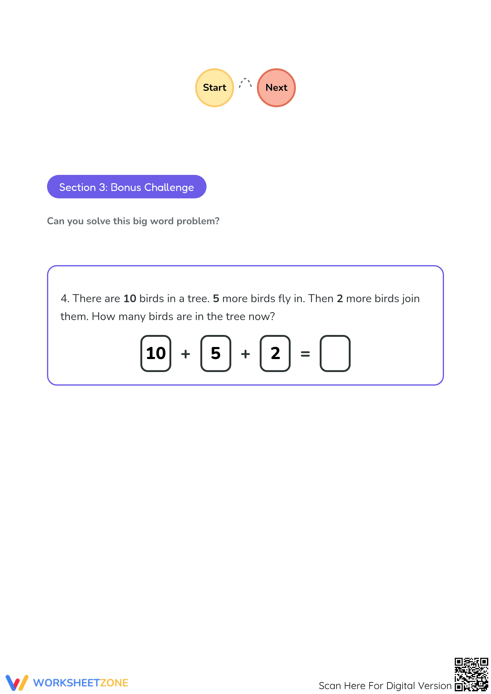 Printable Addition Word Problems & Number Sequences Grade 1 - Page 3