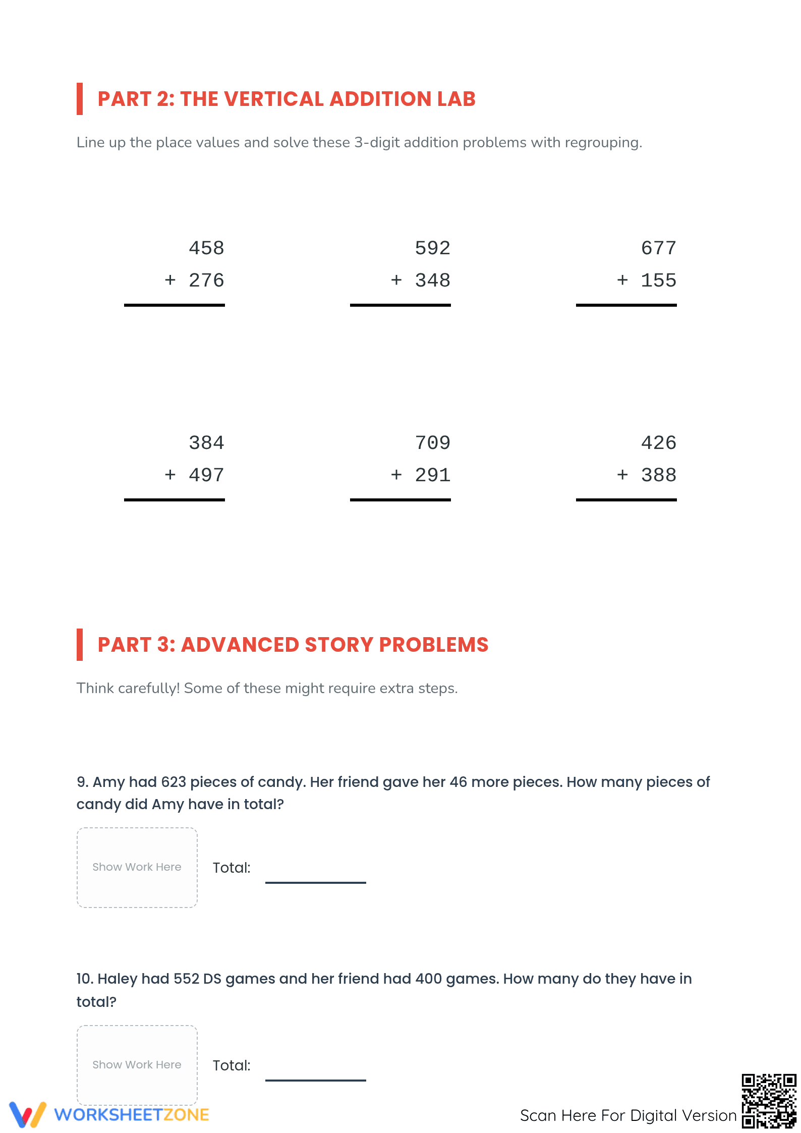 Essential 3-Digit Addition with Regrouping | Grade 3-4 - Page 3