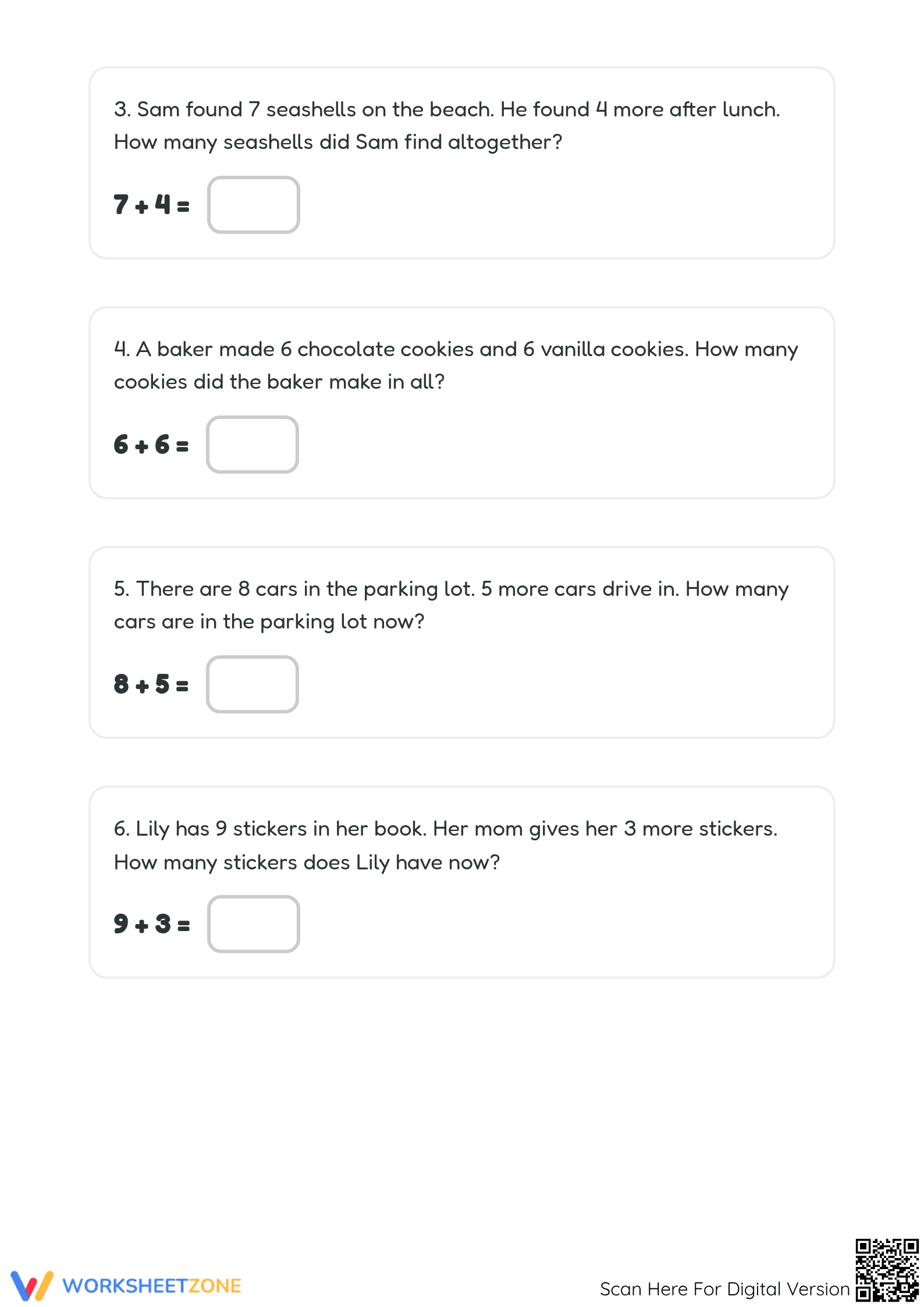 Printable Addition Word Problems & Ordering Numbers Grade 1 - Page 2