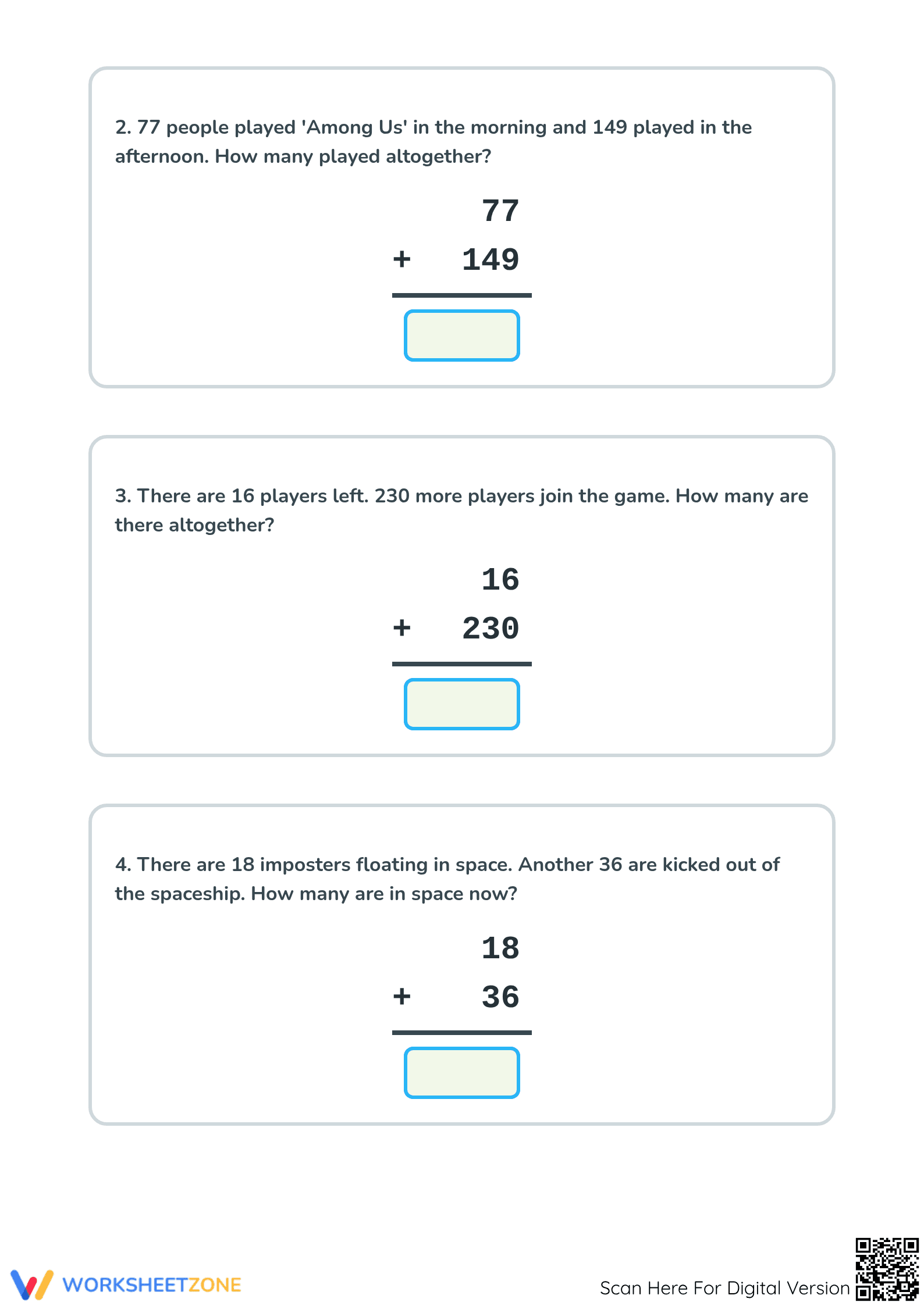Essential Among Us Math Review: Grade 2 Addition/Subtraction - Page 2