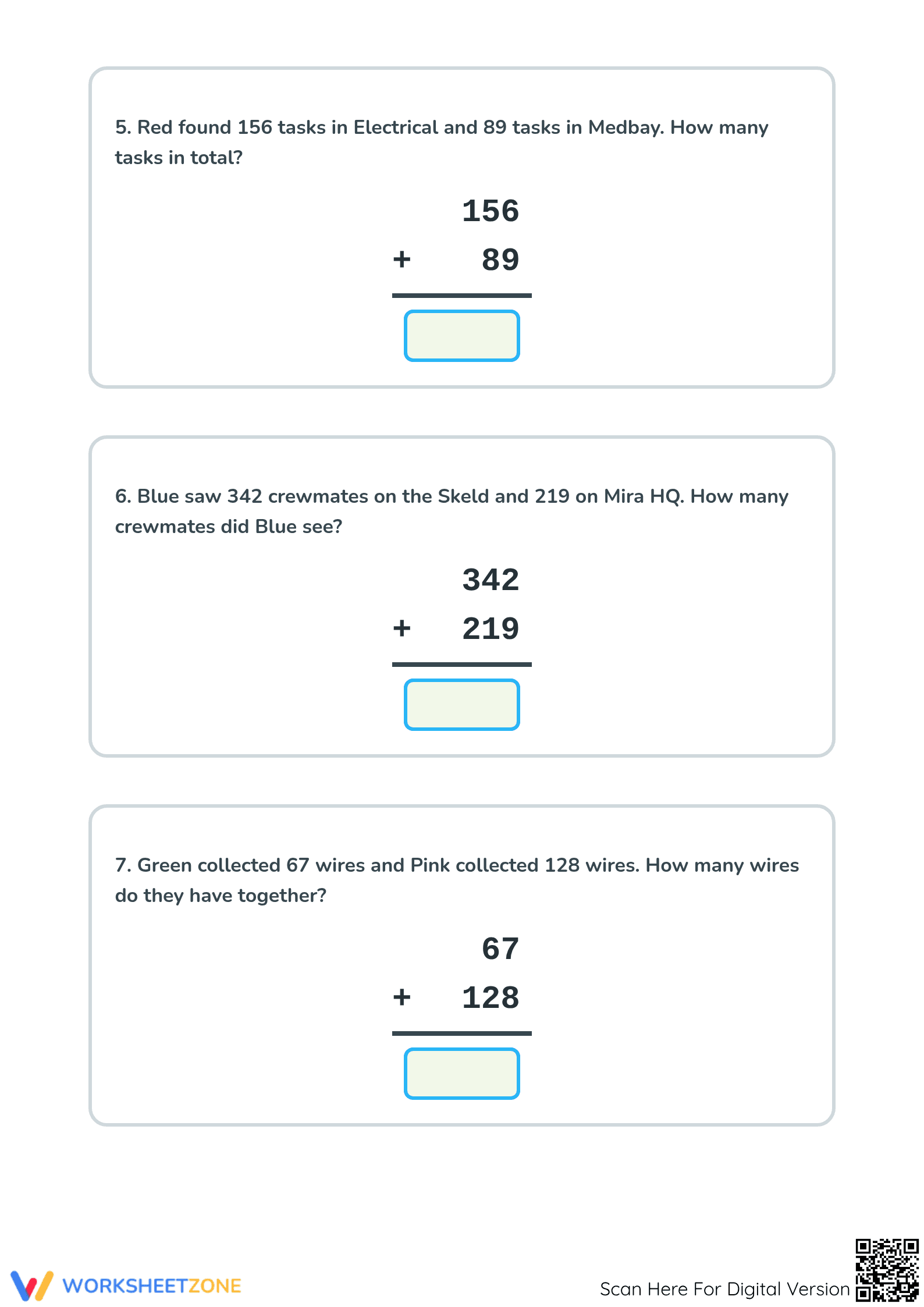 Essential Among Us Math Review: Grade 2 Addition/Subtraction - Page 3