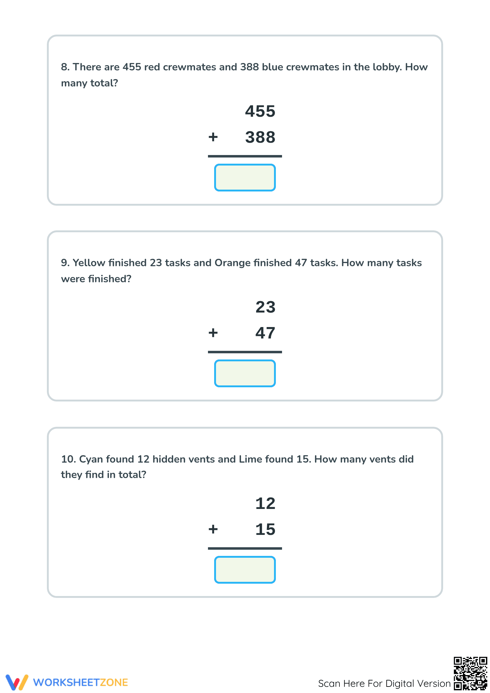 Essential Among Us Math Review: Grade 2 Addition/Subtraction - Page 4