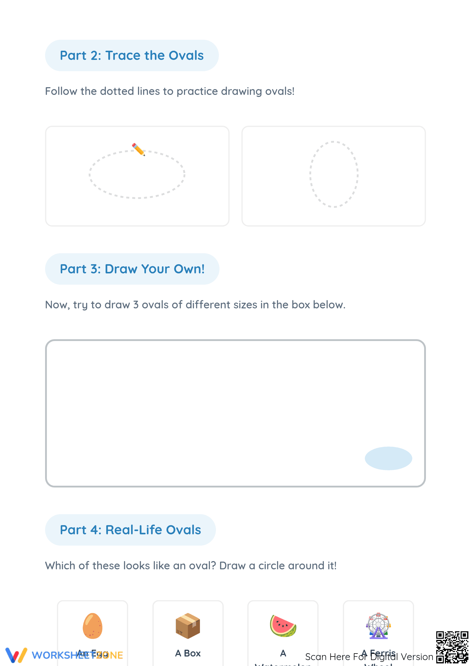 Essential Oval Shape Worksheet | Printable Preschool Math - Page 2