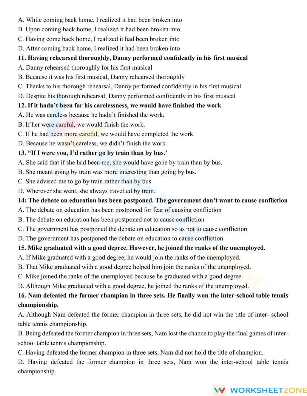 Printable Connectors of Reason Worksheet | Grade 11-12 ELA - Page 4