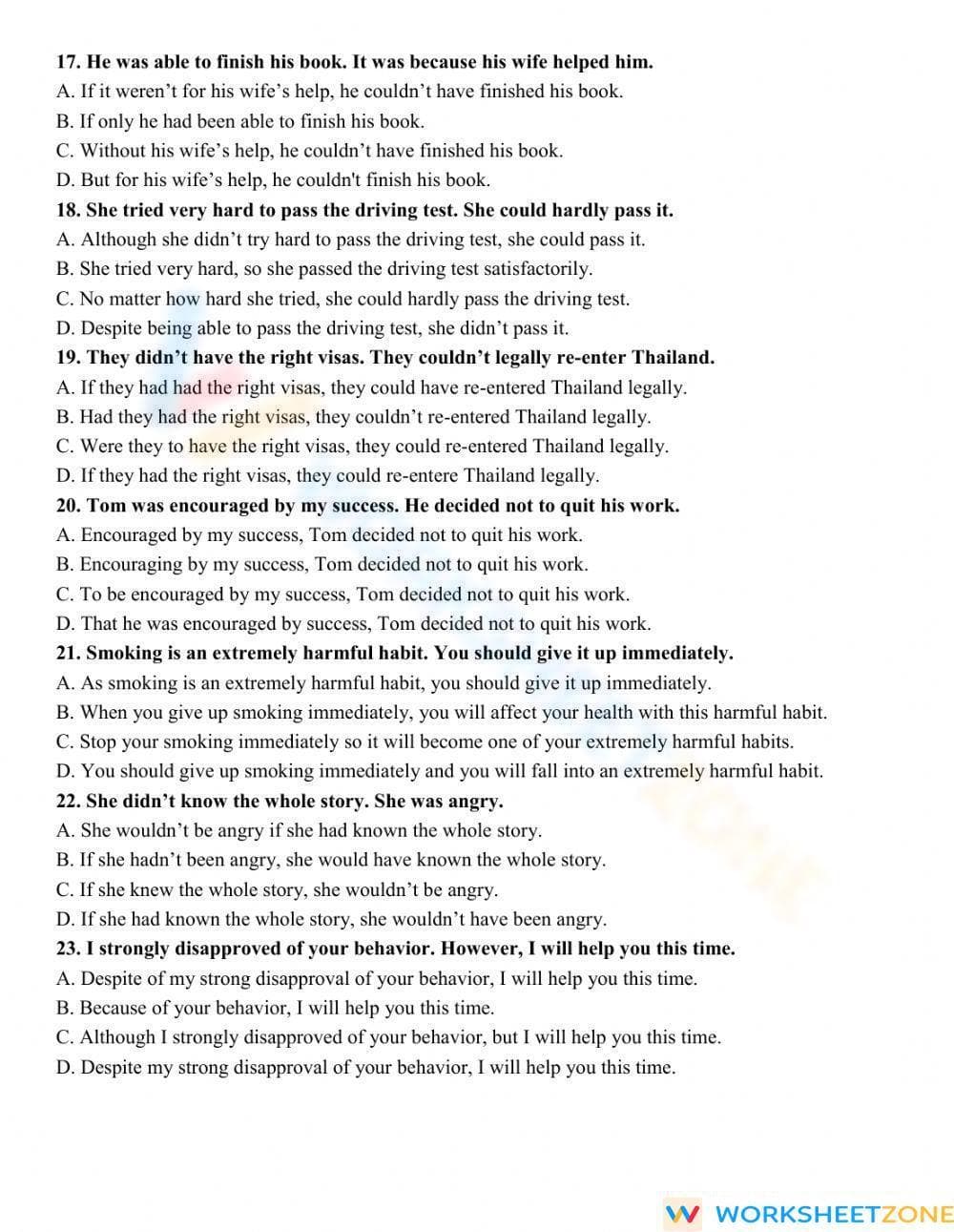 Printable Connectors of Reason Worksheet | Grade 11-12 ELA - Page 5