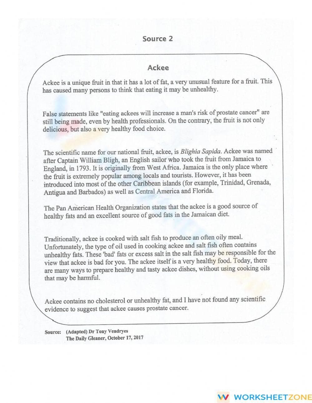 RI.5.1 Worksheet: ELA Performance Task - Grade 5 Aligned - Page 2