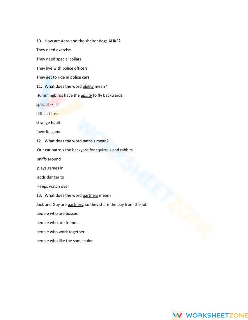 Grade 3-4 Reading — Printable No-Prep Worksheet - Page 3
