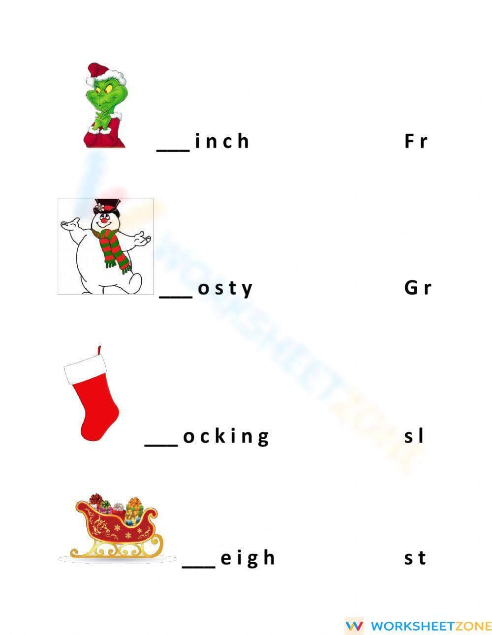 Grade 1 Christmas Blends — Printable No-Prep Worksheet - Page 2