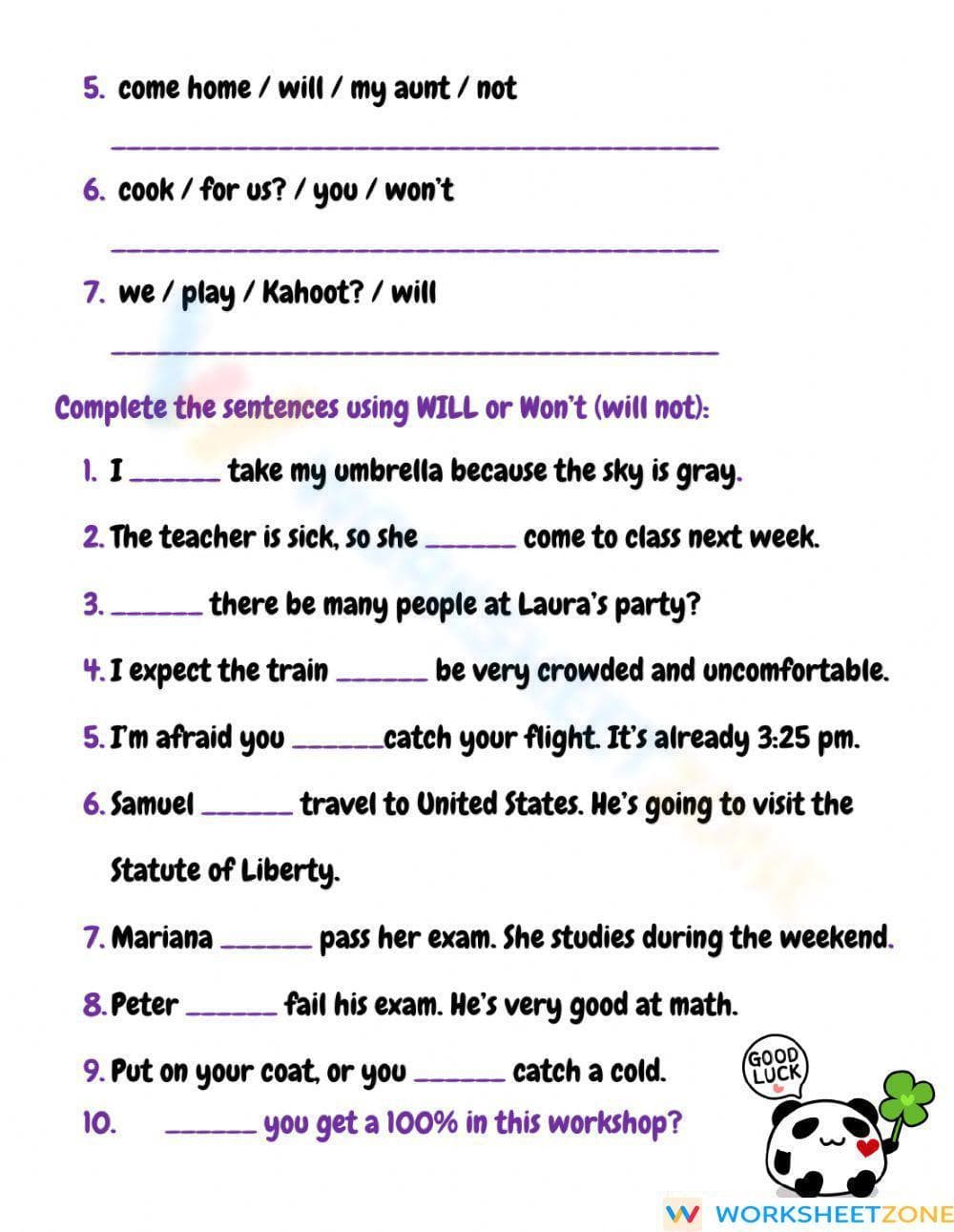 Essential Will and Won't Future Predictions Worksheet - Page 2