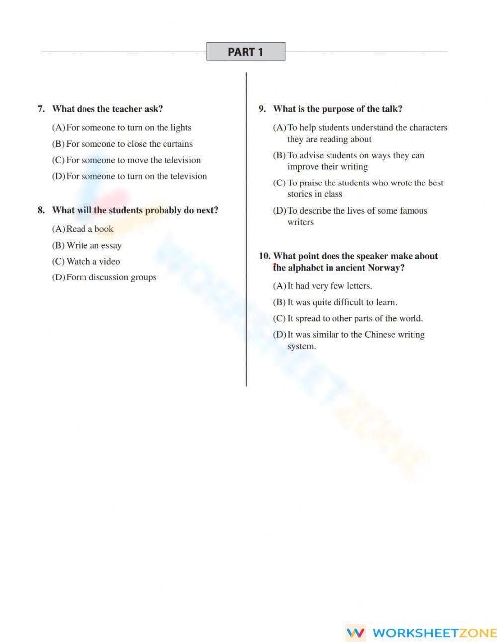 SL.5.2 Worksheet: TOEFL Jr. Listening — Grade 5 Aligned - Page 2