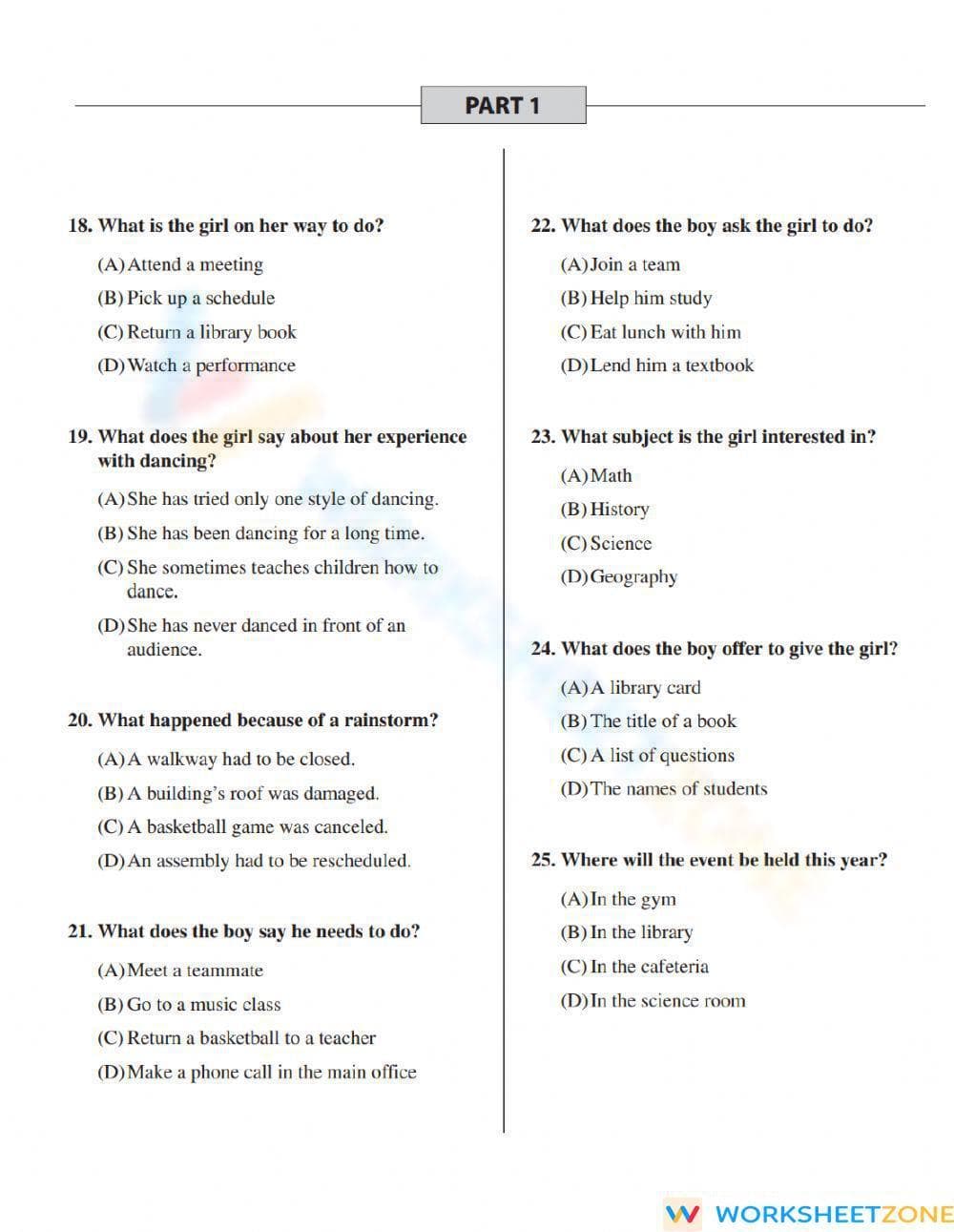 SL.5.2 Worksheet: TOEFL Listening — Grade 5 Aligned - Page 2