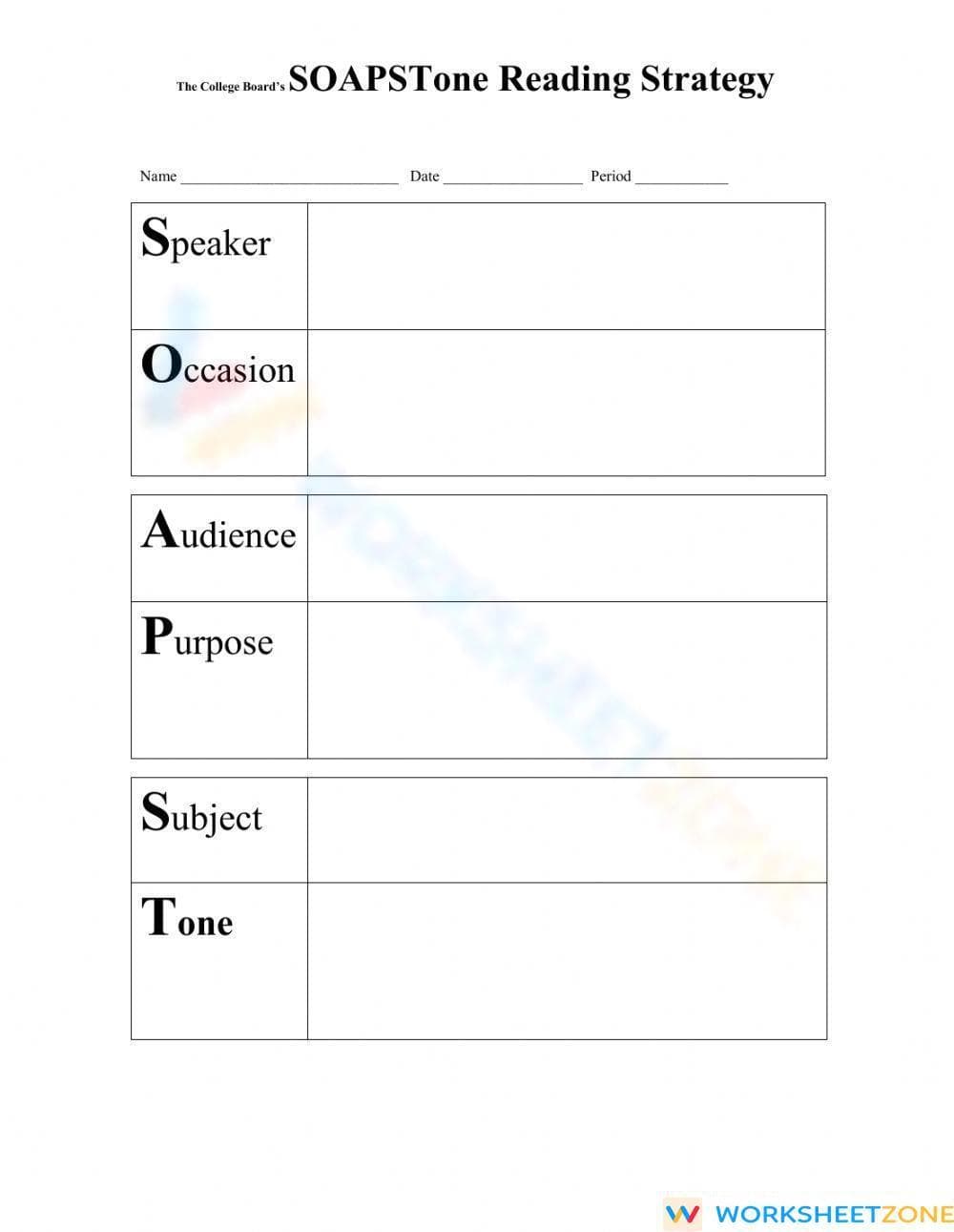 Grade 6-10 SOAPStone — Printable No-Prep Worksheet - Page 2