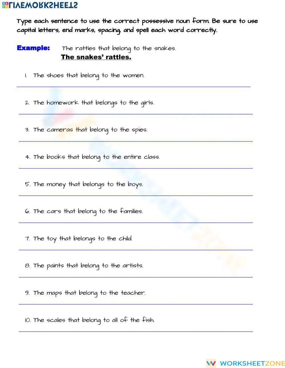Essential Possessive Nouns Worksheet | Grade 4 ELA Aligned - Page 2