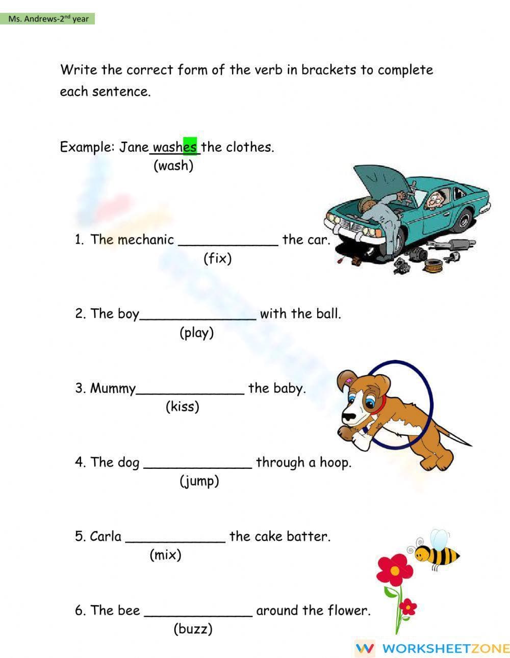 Essential Simple Present Tense: Adding -s and -es Worksheet - Page 2