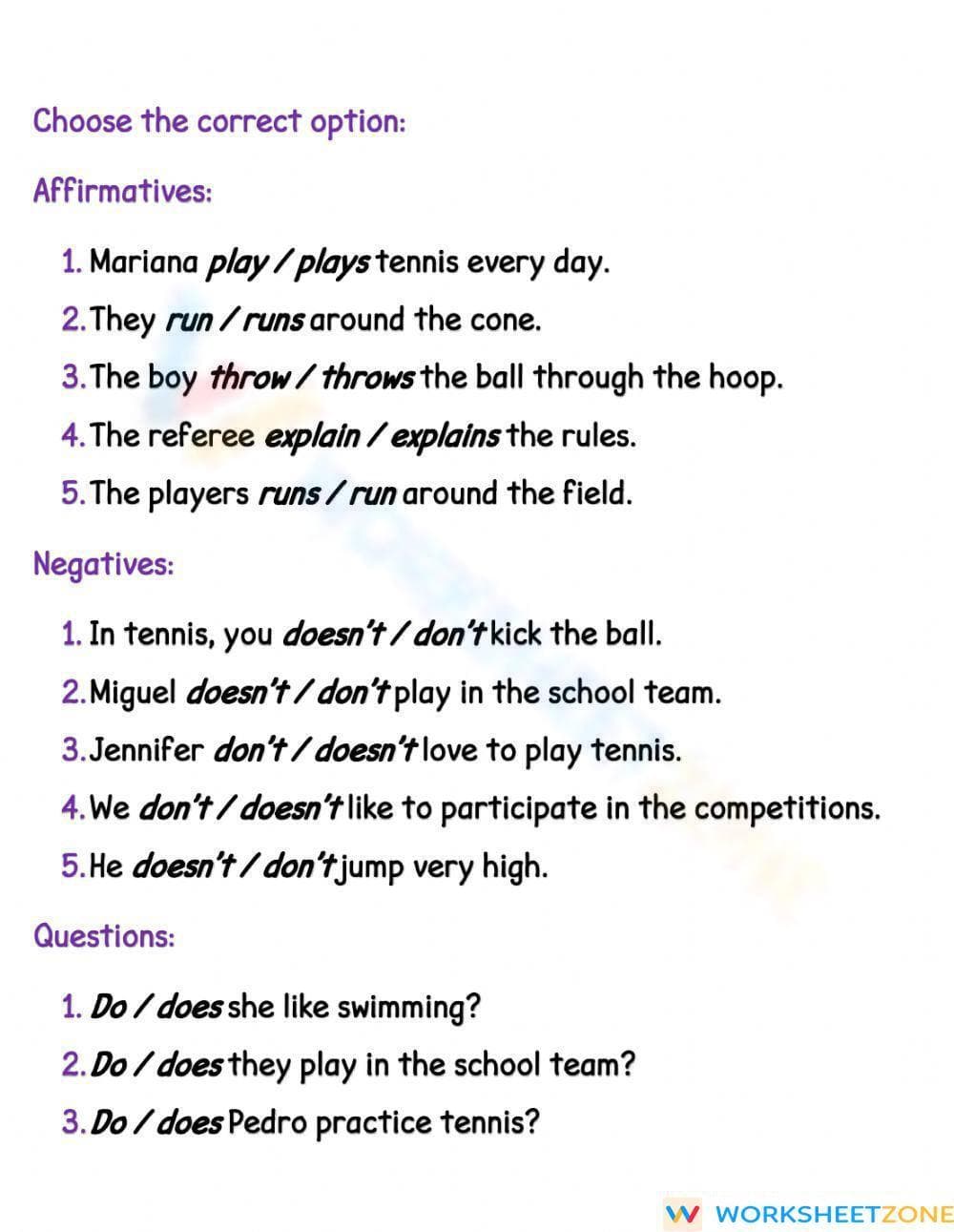 Essential Present Simple Quiz | Grade 1 English Worksheet - Page 2