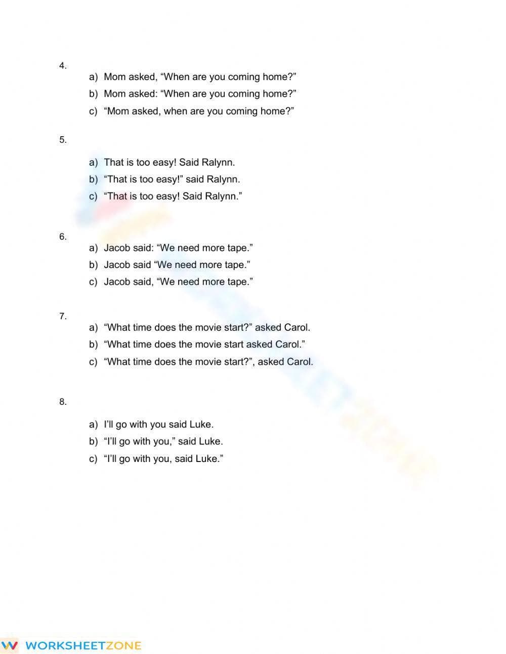Essential Dialogue Punctuation Worksheet | Grade 4 ELA - Page 2