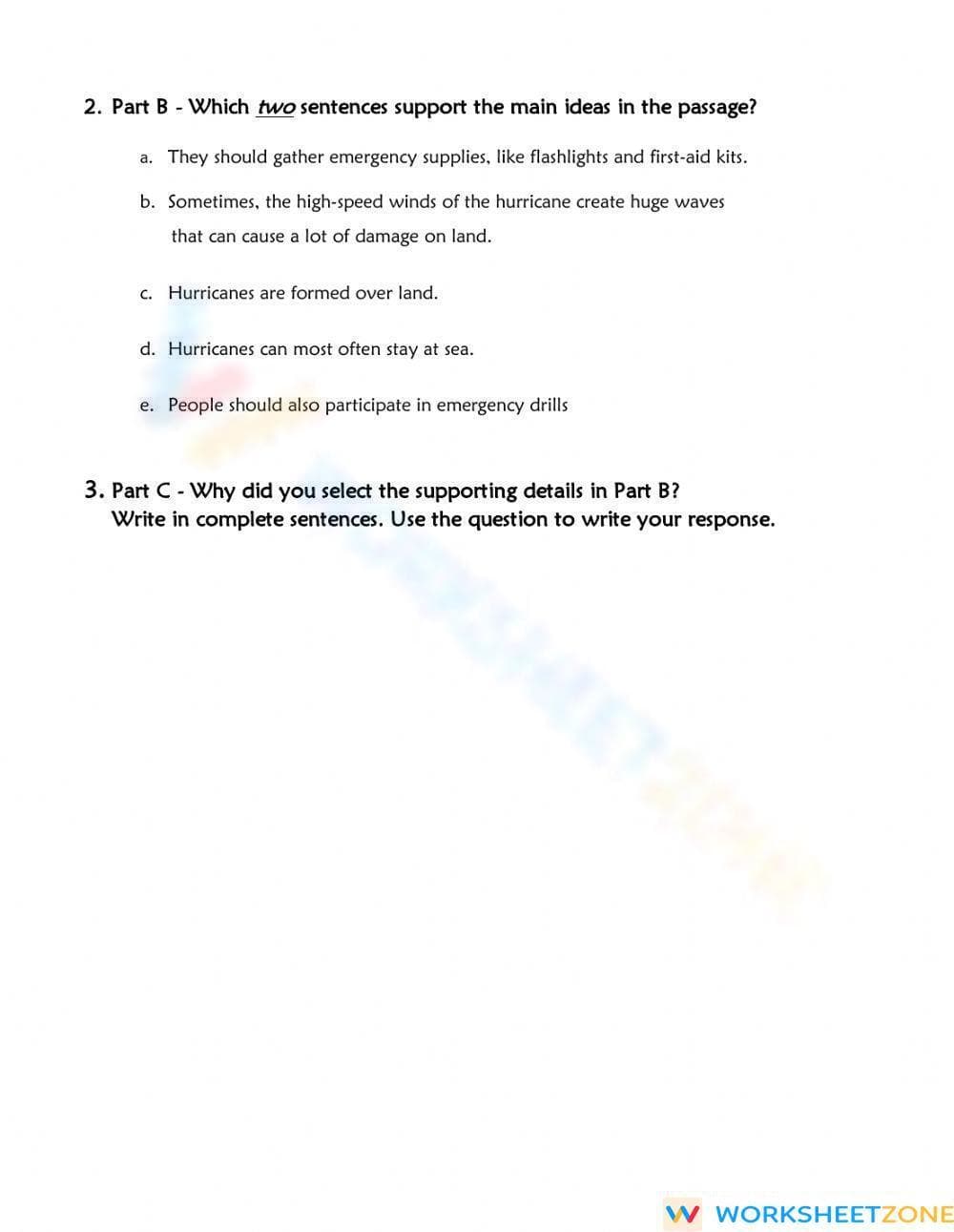 RI.4.2 Worksheet: Hurricanes Main Idea — Grade 4 Aligned - Page 2