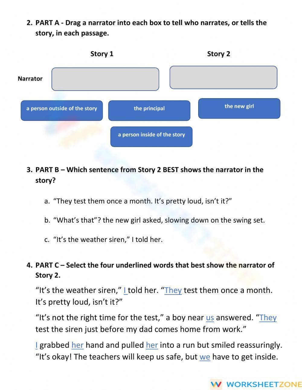 Printable RL.4.6 Point of View Worksheet | Grade 4 ELA - Page 2