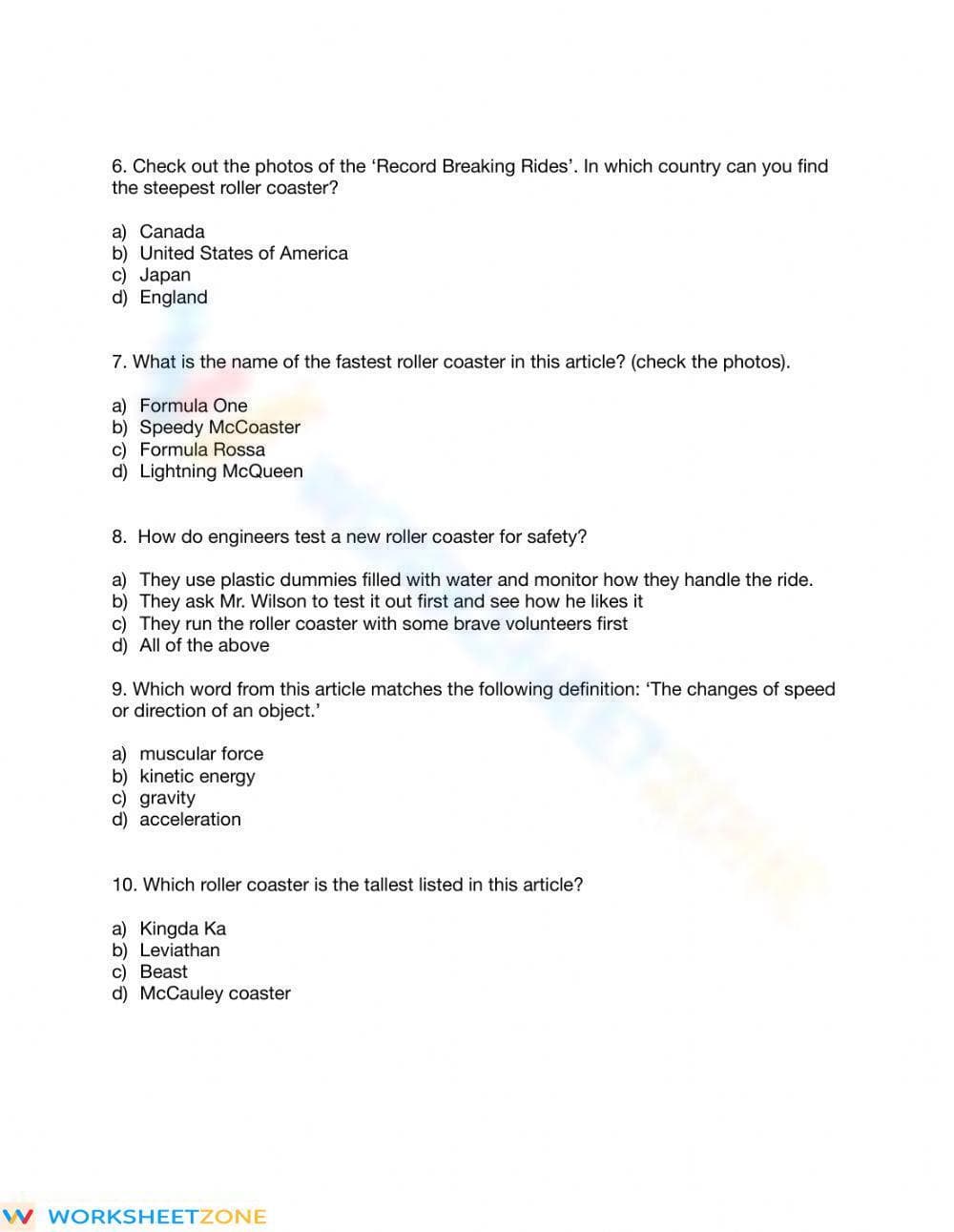 Built for Thrills Printable Response Questions | Grade 3 - Page 2