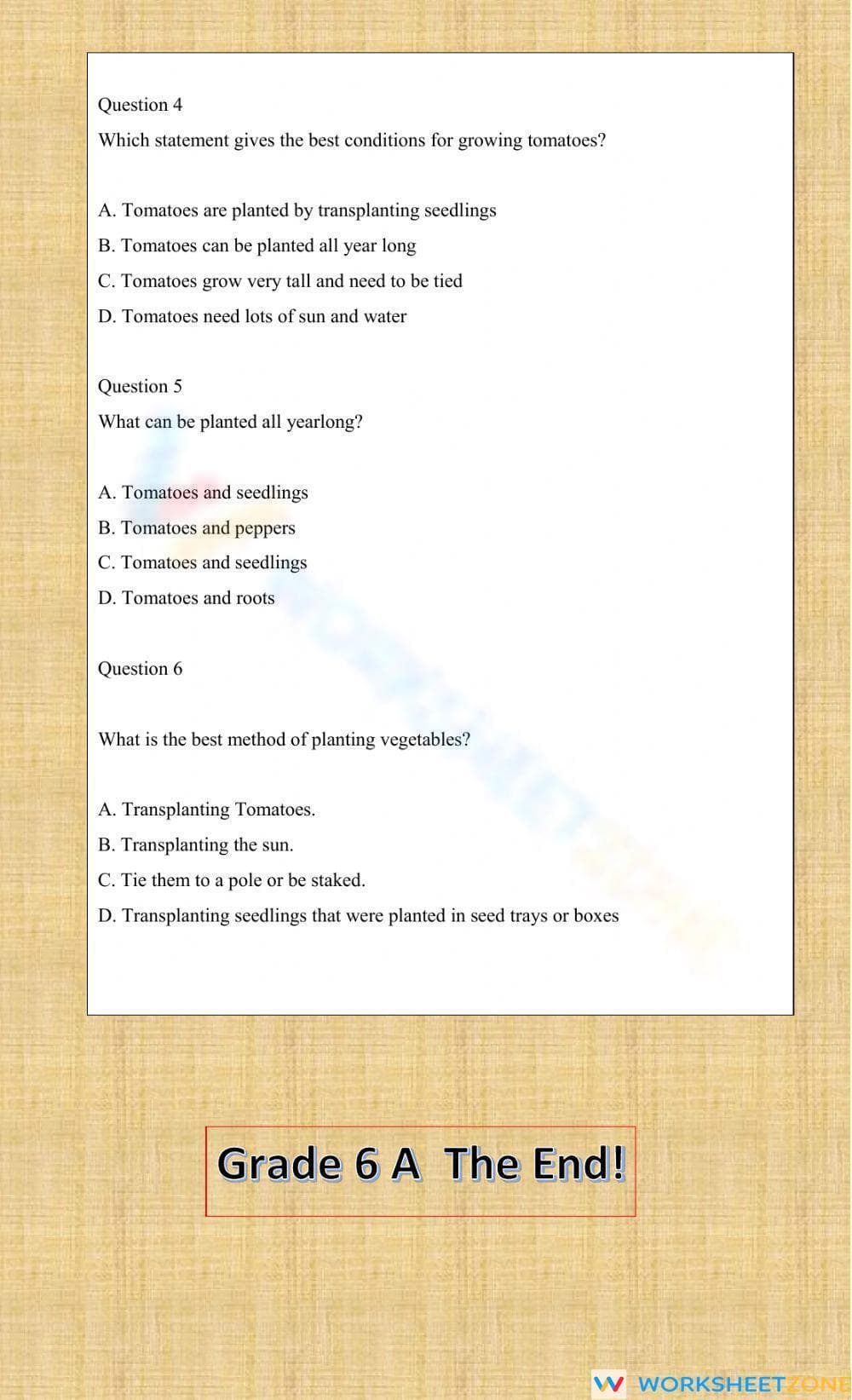 Printable Grade 6 Reading Comprehension Worksheet: Plants - Page 2