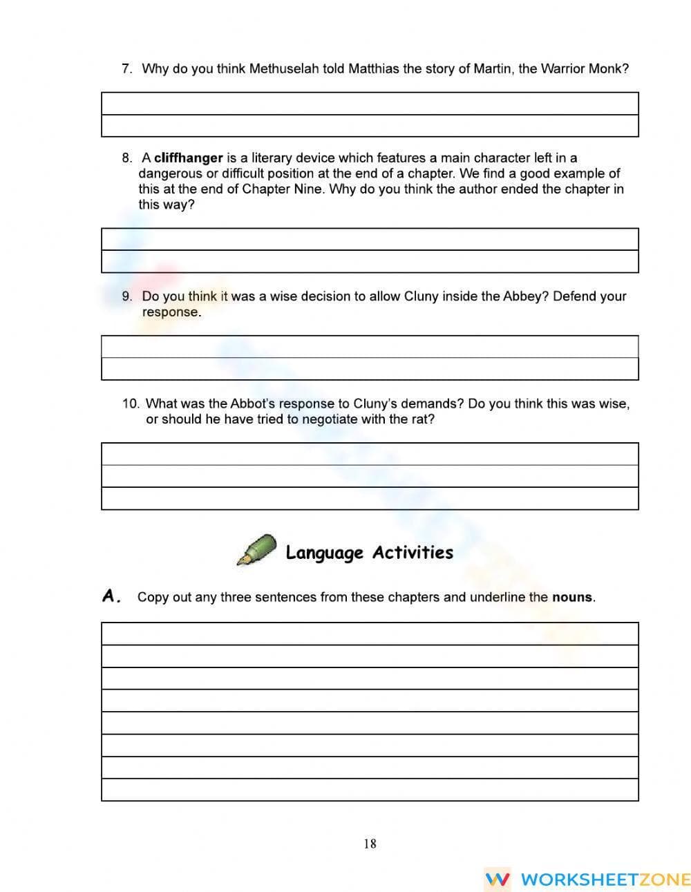 Redwall Novel Study Part 2 Worksheet | Grade 7-10 Essential - Page 9