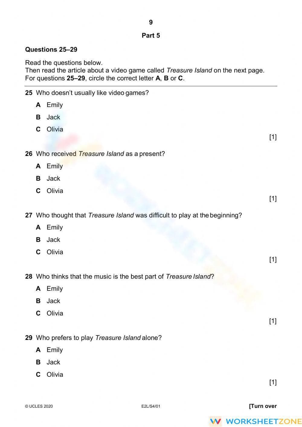 Printable CCSS.ELA-LITERACY.RI.3.1 Grade 3 Diagnostic - Page 9