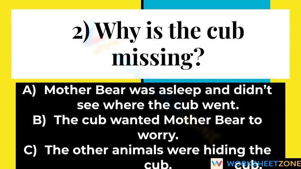 Grade 2 Where is Cub? Quiz — Printable Essential Worksheet - Page 2