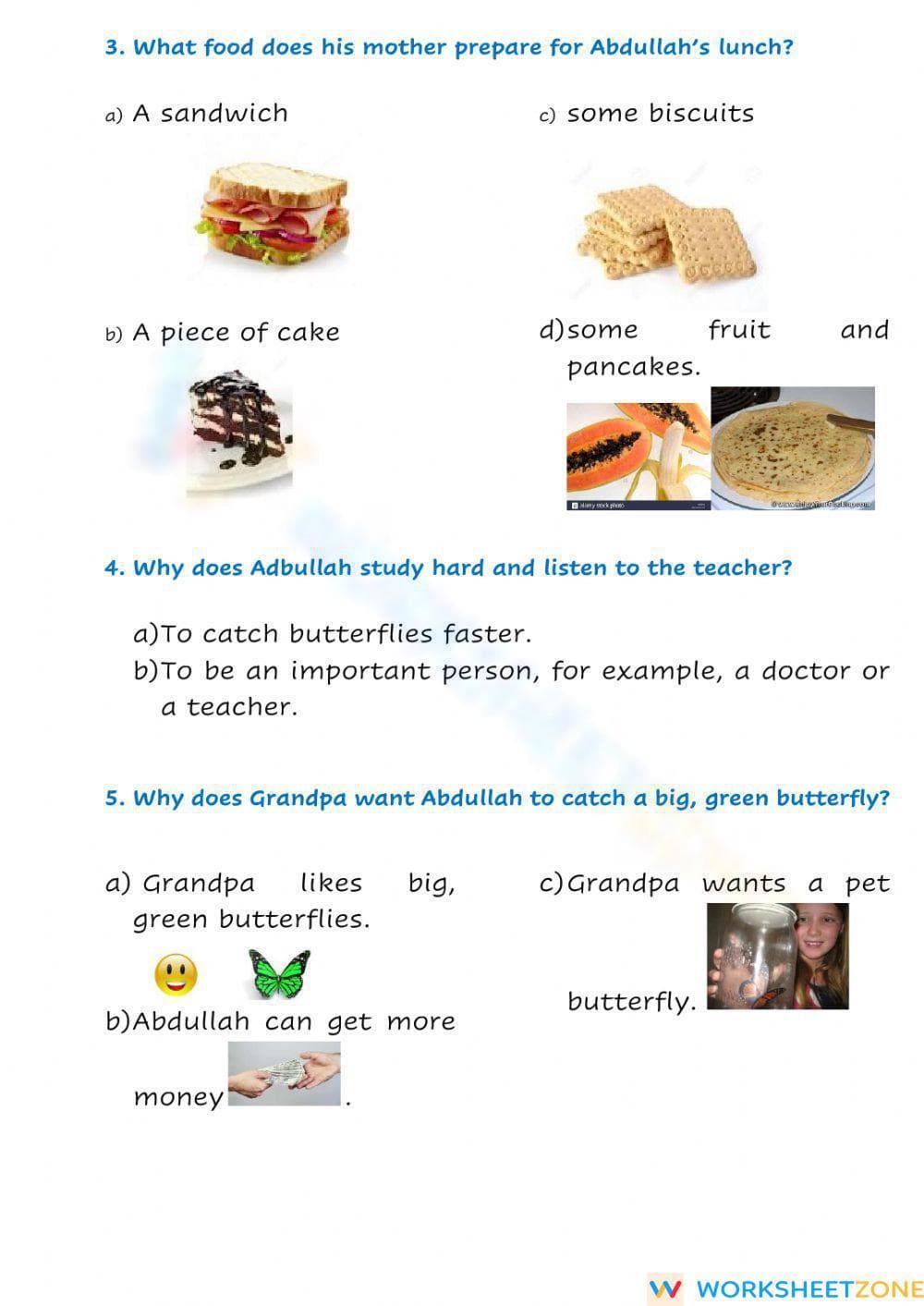 Grade 5 Abdullah's Morning — Printable No-Prep Worksheet - Page 2