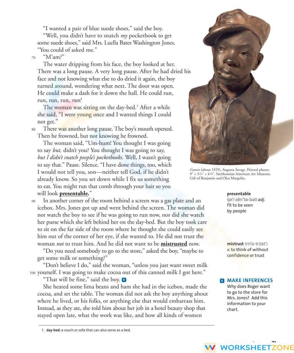 RL.8.1 & RL.8.3 Worksheet: Thank You, M'am — Grade 8 Aligned - Page 6