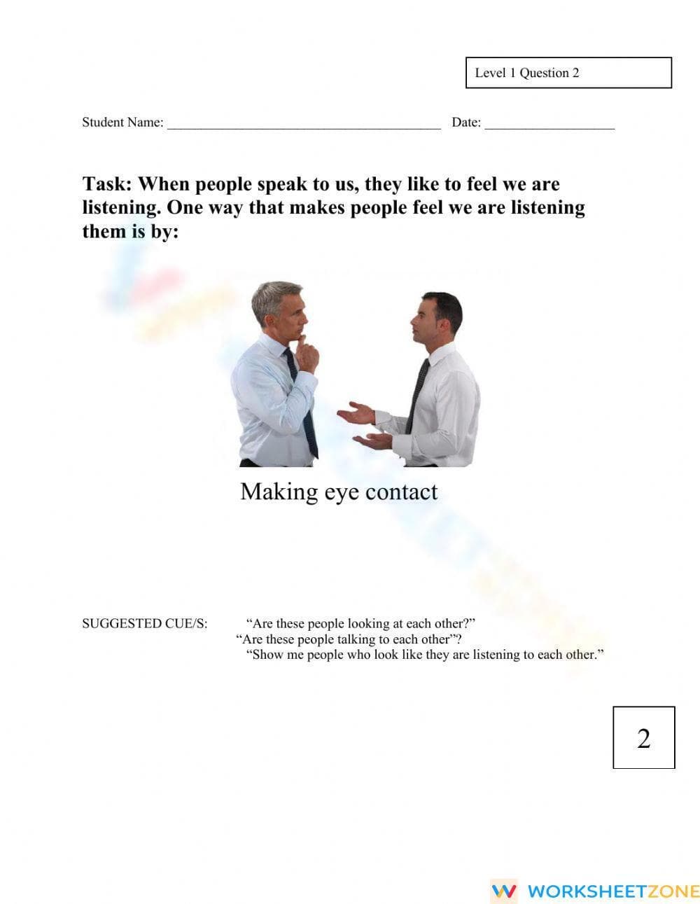 Aligned Grade 1 ELA Assessment: November Skills Level 1 - Page 2