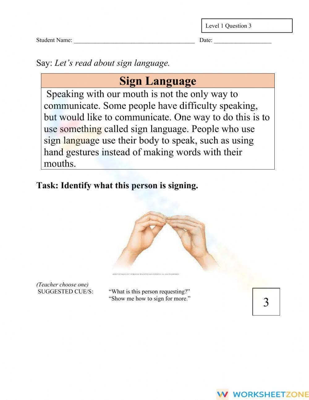 Aligned Grade 1 ELA Assessment: November Skills Level 1 - Page 3
