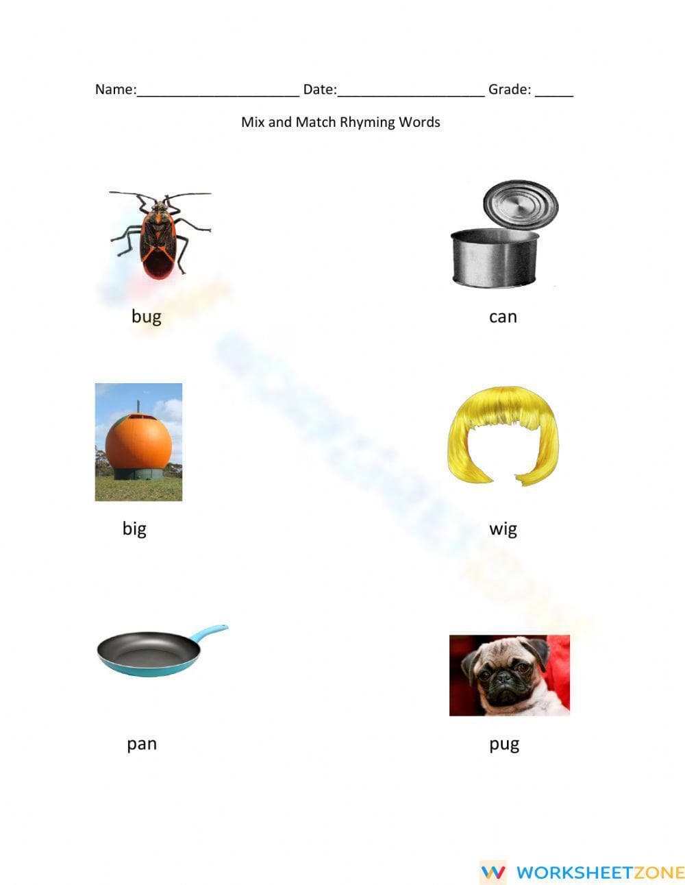 Essential Rhyming Words Matching Worksheet | K ELA - Page 2