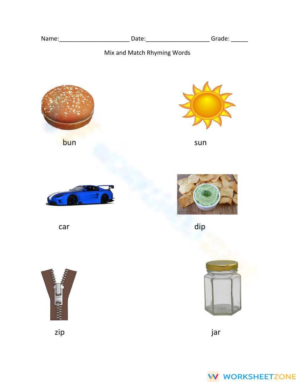 Essential Rhyming Words Matching Worksheet | K ELA - Page 5