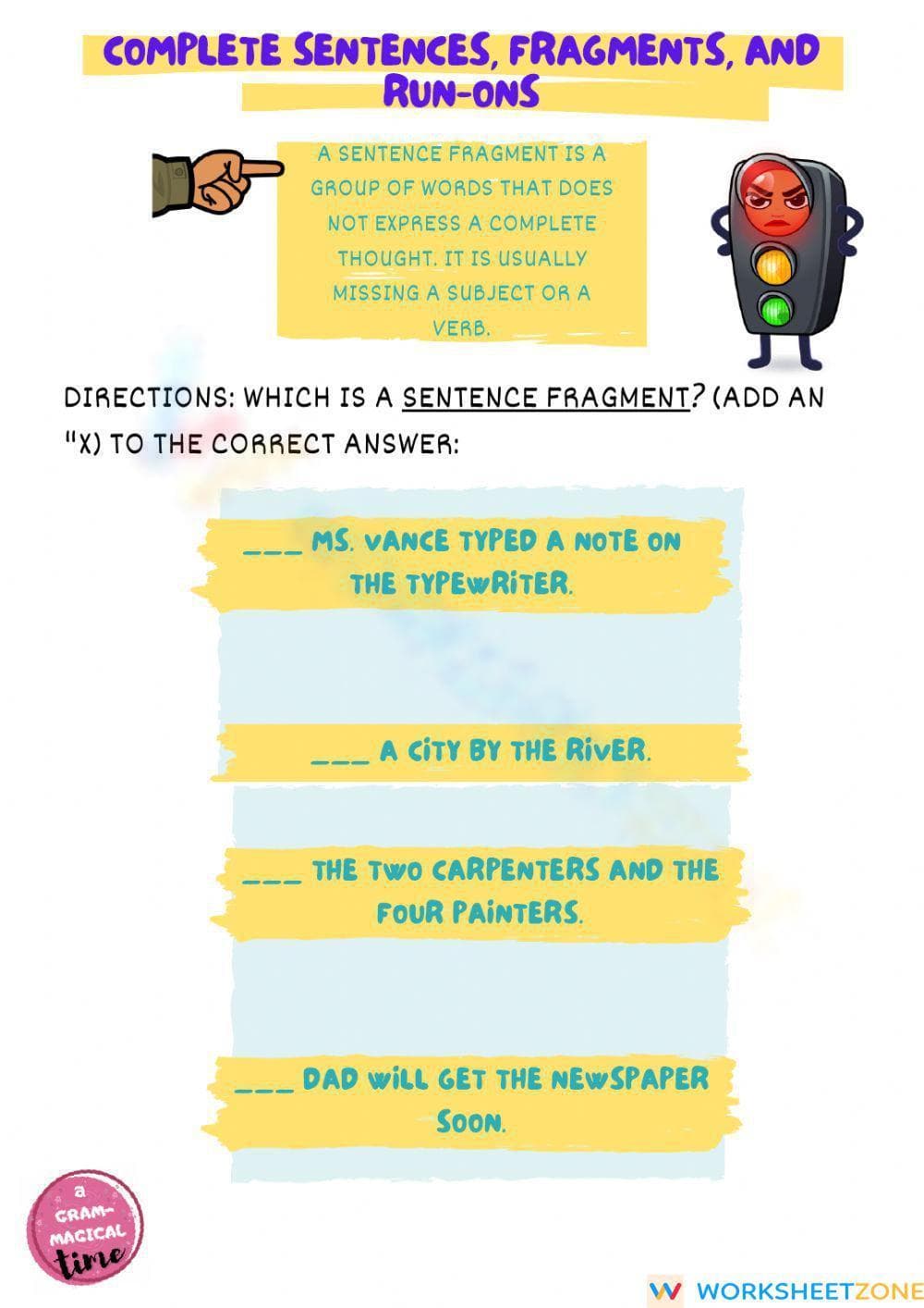 Grade 4-6 Sentence Structure — Printable No-Prep Worksheet - Page 2