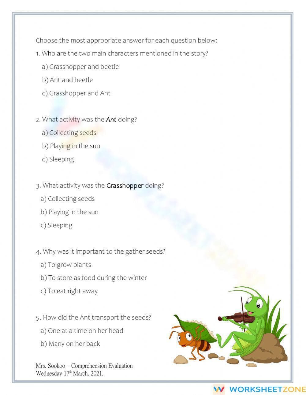 Comprehension Evaluation Term 2 - Page 3