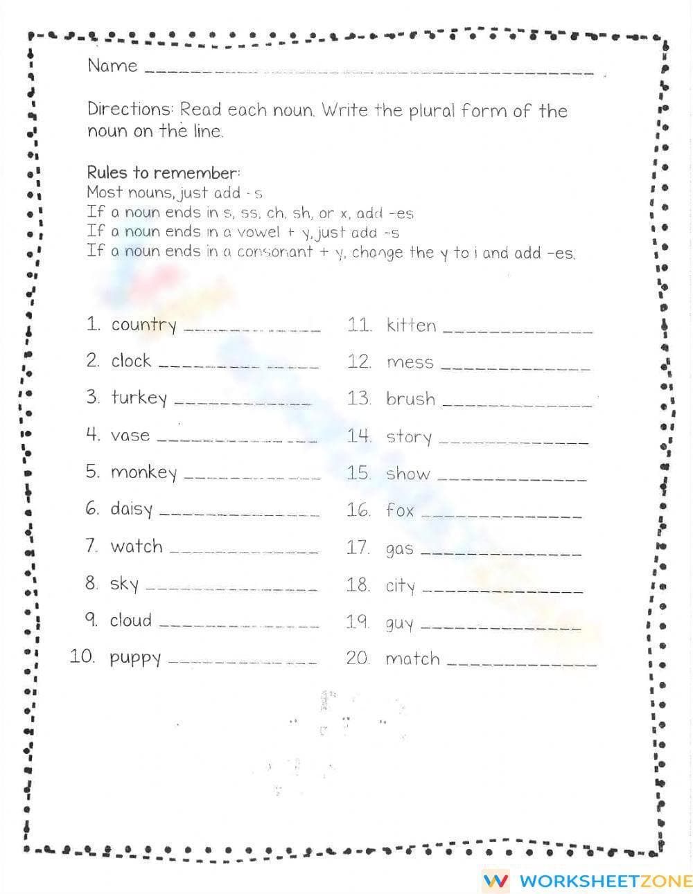 Printable Plural Nouns Worksheet | Grade 3 ELA - Page 2