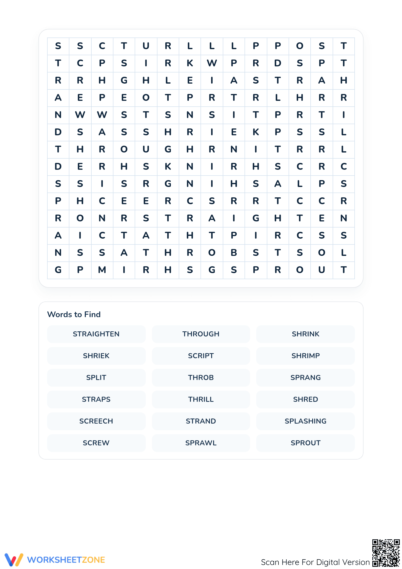 Printable Wordsearch: Complex Consonant Clusters | Grade 4 ELA - Page 2
