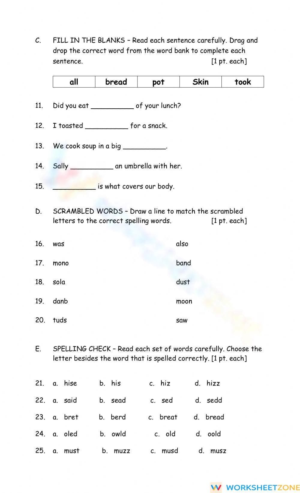 Printable Spelling Review Worksheet | Grade 2 ELA - Page 2