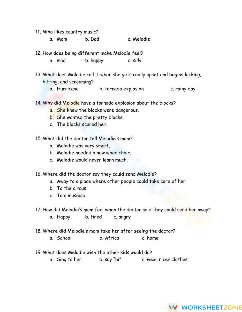 Printable Out of My Mind Ch 1-5 Test | Grade 6-9 ELA - Page 3