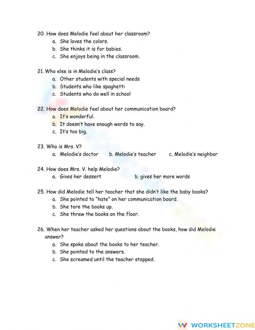 Printable Out of My Mind Ch 1-5 Test | Grade 6-9 ELA - Page 4
